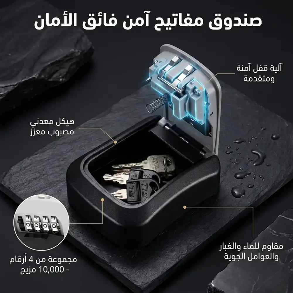 SECURITY BOX صندوق المفاتيح المعدني المقاوم للماء برمز سري
