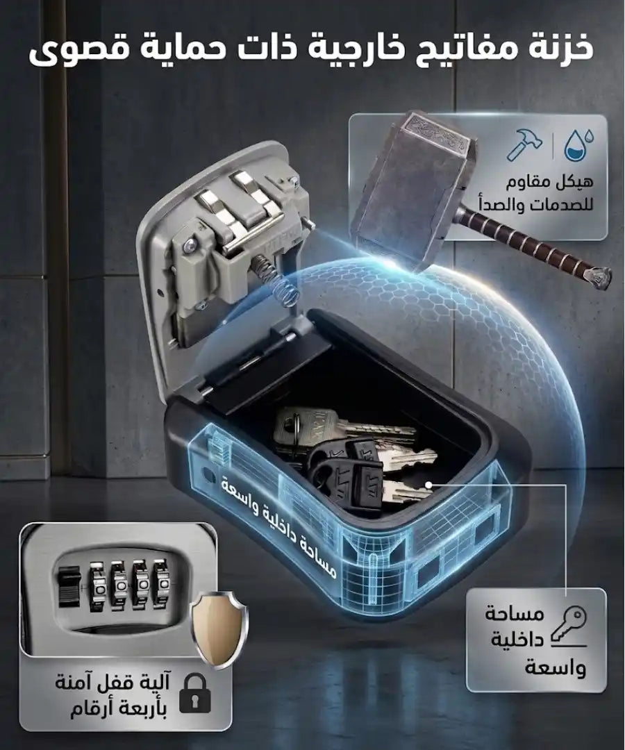 SECURITY BOX صندوق المفاتيح المعدني المقاوم للماء برمز سري