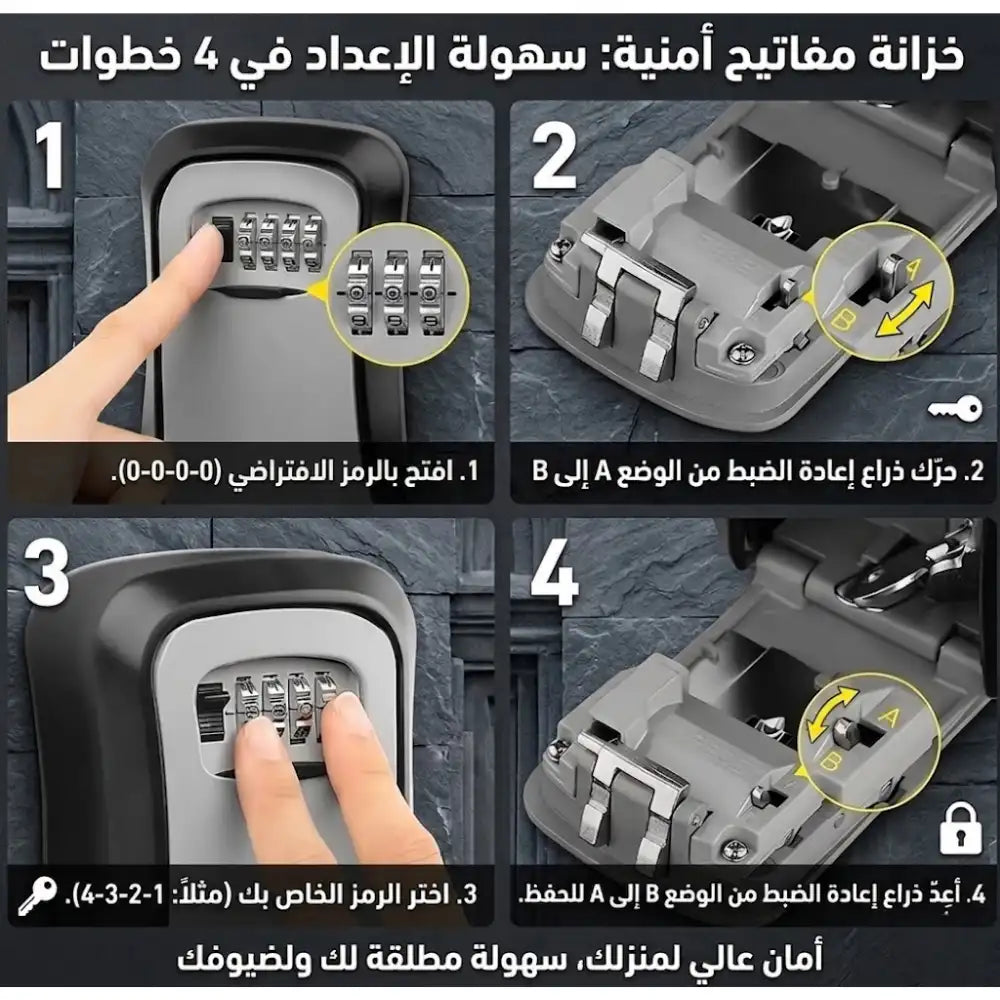 SECURITY BOX صندوق المفاتيح المعدني المقاوم للماء برمز سري