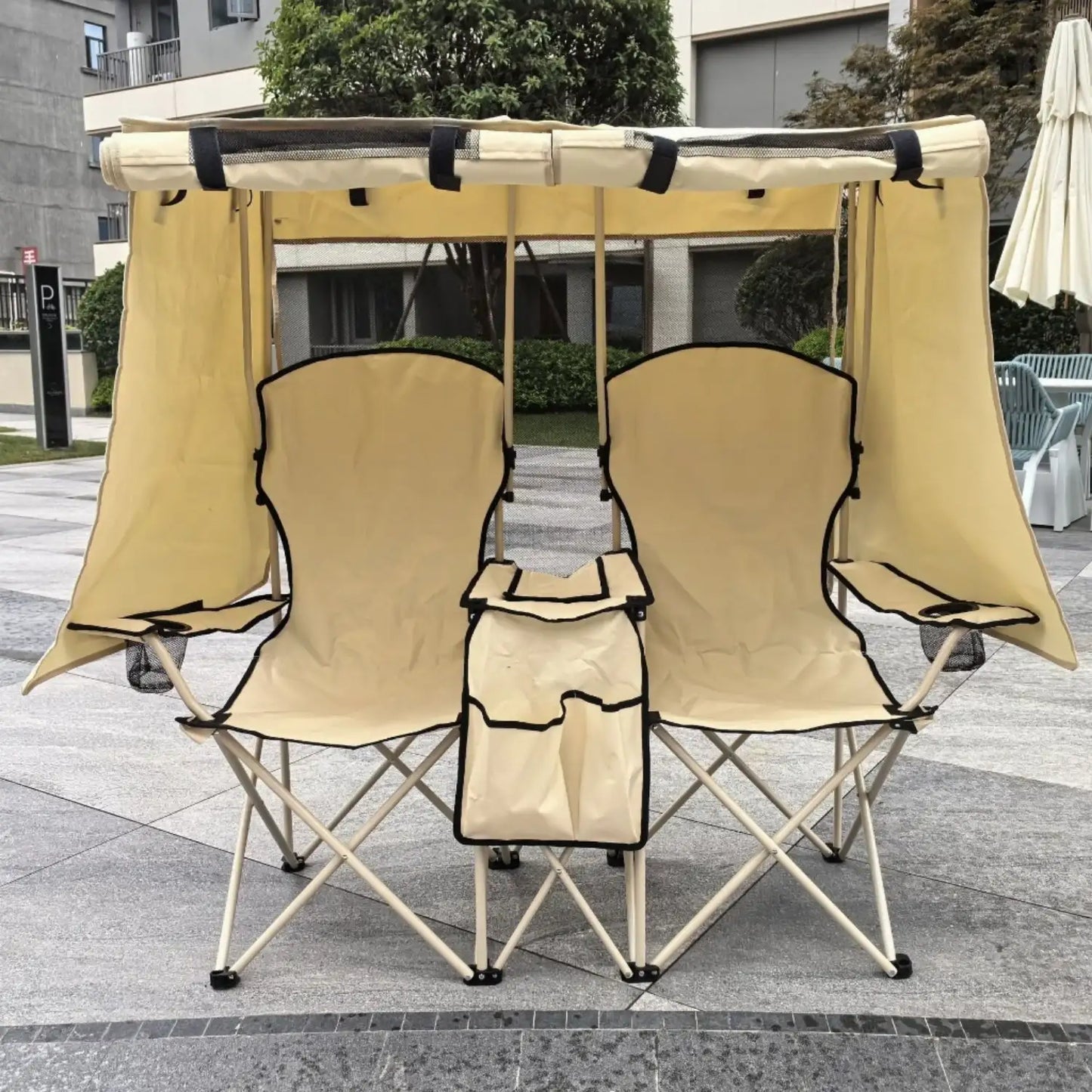 DOUBLE CAMPING CHAIR مقعد التخييم المزدوج مع مظلة